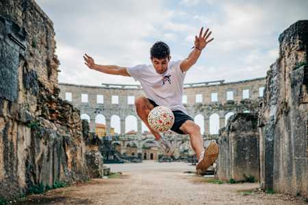 Antonio Sanz del Peso performs during the venue check prior to the Red Bull Street Style in Pula, Croatia on September 7, 2022. 