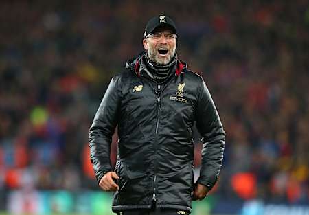 Jürgen Klopp celebra la victoria por 4-0 del Liverpool sobre el FC Barcelona en Anfield.