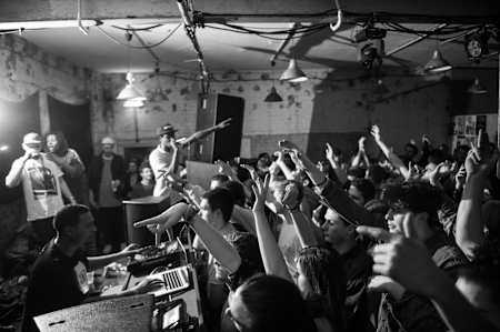 DJ Rashad plays at a Chow Down x Project 13 night at Soup Kitchen