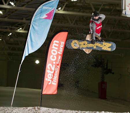 Snow Factor instructor Marc McClement grabs some air