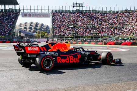 Sergio Pérez of Red Bull Racing Honda at the Mexican Grand Prix on November 7, 2021.