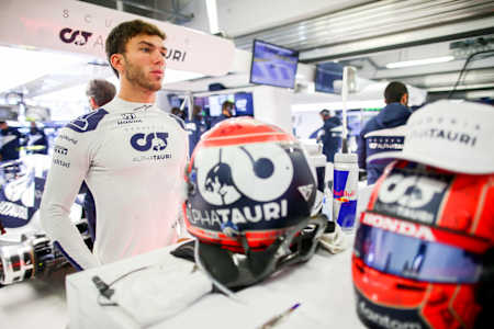 Pierre Gasly of Scuderia AlphaTauri at the Russian Grand Prix on September 26, 2021.