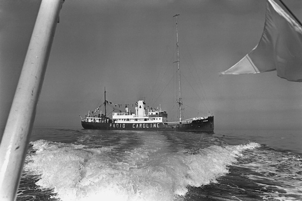 UK pirate radio station Radio Caroline in all its glory, anchored off Ramsey in the Isle of Man.