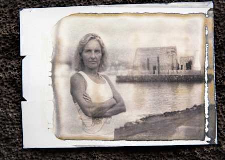 Natascha Badmann poses for a portrait on large format polaroid in Kona, USA on October 3, 2016. 