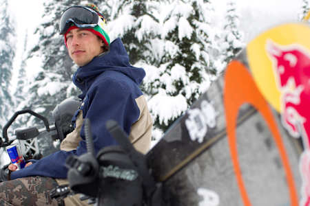 Craig McMorris holding a Red Bull