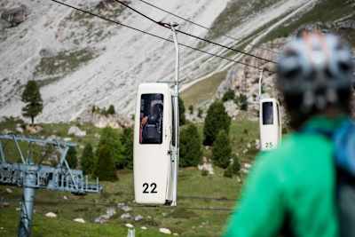 A Sassolungo cable car in Südtirol.