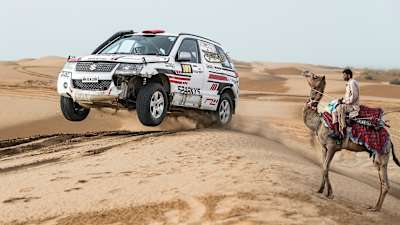 Aabhishek Mishra races across the desert at Desert Storm 2019.