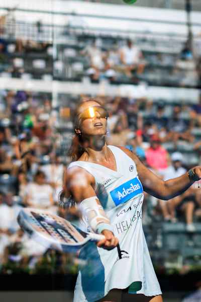 Gemma Triay Pons of Spain competes during the BNL Italy Major Premier Padel semifinal match held at the Foro Italico in Rome, Italy on June 14, 2025. 
