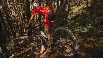 A participant rides a trail during MTB Himalaya in Himachal Pradesh.
