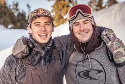 Mark McMorris and Sebastien Toutant pose for a portrait