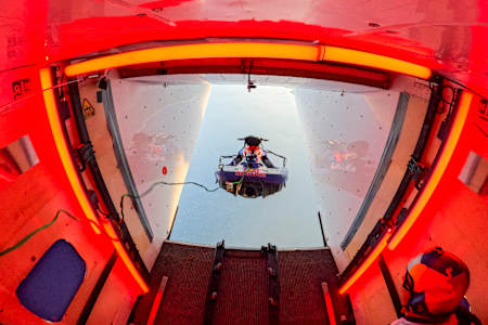 A jet ski leaving the plane during the Ultimate Aerial Obstacle Course