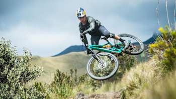 Mountain bike Finn Iles photographed during filming for Red Bull TV series Rob Warner's Wild Rides in Ecuador.