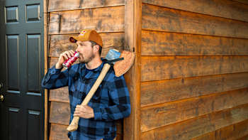 Matt Cogar drinking a Red Bull Winter Edition Pear Cinnamon