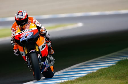 Casey Stoner durante el Gran Premio de Japón, disputado en el Circuito de Motegi en octubre de 2011.