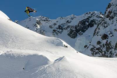 Travis Rice snowboards during filming for That's It, That's All