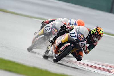 Mattia Casadei racing at the very wet Silverstone Race 2 - 2015