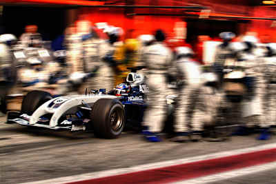 Juan Pablo Montoya drives his BMW Williams at the Spanish GP 2004.