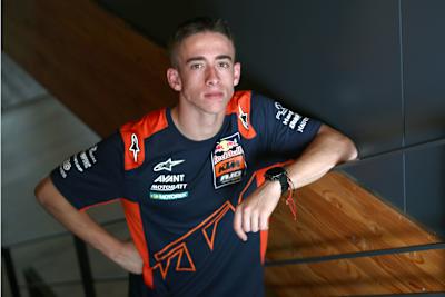Pedro Acosta as seen ahead of competition at the Moto2 race at the Spanish MotoGP in Jerez on April 27, 2023.