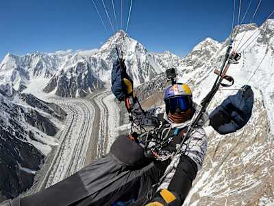 Horacio Llorens performs during The Impossible Paragliding Mission in Pakistan on June 29, 2022. 