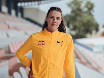 Yaroslava Mahuchikh during a training session in Monte Gordo, Portugal, 9 June 2025.