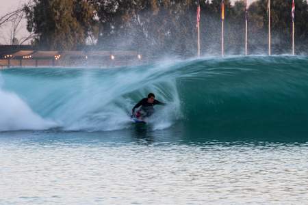 Kai Lenny surfs at the Kelly Slater Wave Co. in Leemore, California