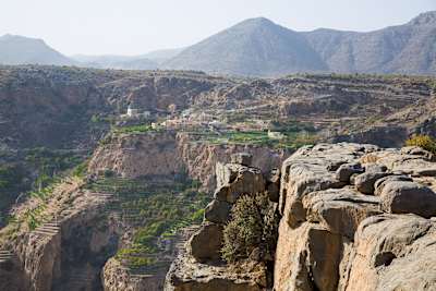 A view of the a settlement on top of Jebel Akhdar in Oman.