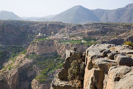 A view of the a settlement on top of Jebel Akhdar in Oman.