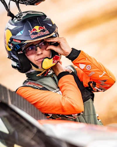 Cristina Gutierrez is seen at the SS4 of the Rallye du Marroc in Fez on October 16, 2025 Morocco.