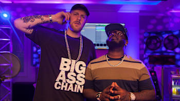 T-Pain and Kenny Beats pose for a portrait in Atlanta, Georgia for Red Bull Remix Lab on June 18, 2019.