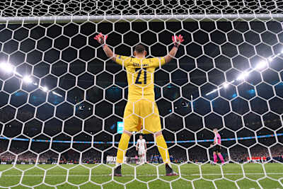 Harry Maguire of England walks up to take his penalty against Gianluigi Donnarumma of Italy in the UEFA Euro 2020 Championship Final between Italy and England on July 11, 2021 in London, England.
