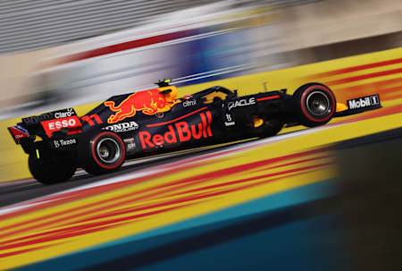 Sergio Pérez of Red Bull Racing Honda at the Abu Dhabi Grand Prix on December 12, 2021.