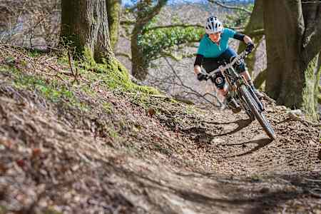 Manon Carpenter mountain biking in CwmCarn, South Wales.