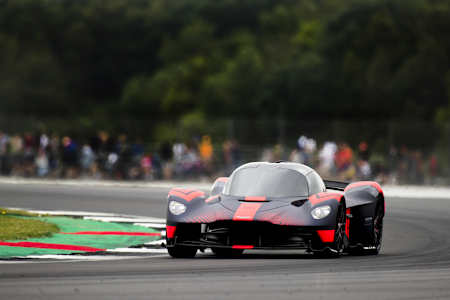Chris Goodwin drives the Aston Martin Valkyrie hypercar at the F1 Grand Prix of Great Britain at Silverstone on July 13, 2019 in Northampton, England. 