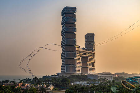 Marco Fürst and Max Manow seen during the Red Bull Ultimate Aerial Obstacle Course in Dubai, United Arab Emirates