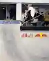 Spain's Danny Leon divebombs a Nosegrind Tailgrab during WST Dubai Park in Dubai, UAE on March 3, 2024. 