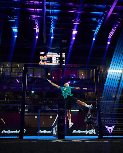 Alejandro Galan during the finals of the CUPRA Premier Padel P2 in Dusseldorf, Germany on September 28, 2025.
