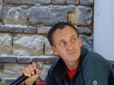 Denis Urubko holds a lecture in Ankert, Budapest, Hungary on the April 27, 2016.