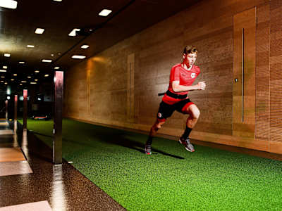 A young footballer at the Red Bull Academy undergoes a training session in the academy campus in Salzburg, Austria.