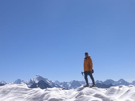 Kieren D'Souza on Mount Deo Tibba in the Himalayas where he set the Fastest Known Time for climbing the mountain.