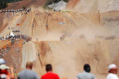 Competitors races during the Red Bull Hare Scramble at the Erzberg in Eisenerz, Austria on June 3, 2018.