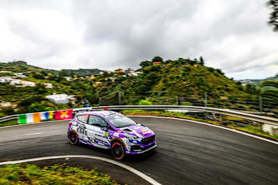 Ghjuvanni Rossi sat third overnight following Friday in WRC3 in Spain