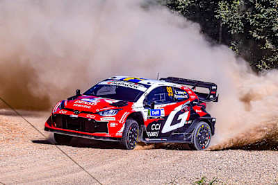 2025 winner Oliver Solberg sat second overall at Friday midday