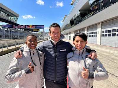 Bild zeigt Kwanda Mokoena, Manuel Reuter und Dylan Yip am Red Bull Ring, 2023.
