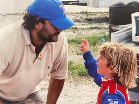 Enzo Fittipaldi with his dad at the kart track