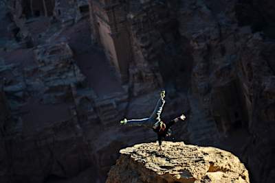 Ryan Doyle performing at Petra in Jordan.