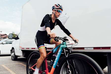 Pauline Ferrand Prevot durante el UCI XCO World Cup en Snowshoe, EEUU el 8 de septiembre, 2019.
