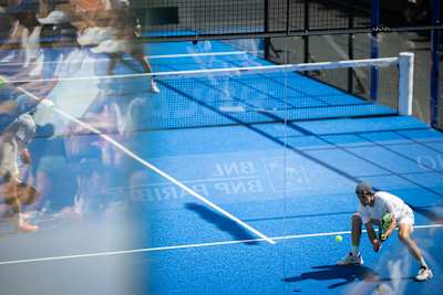 Juan Lebron of Spain in action during the BNL Italy Major Premier Padel semi-final held at the Foro Italico in Rome, Italy in June 2026. 