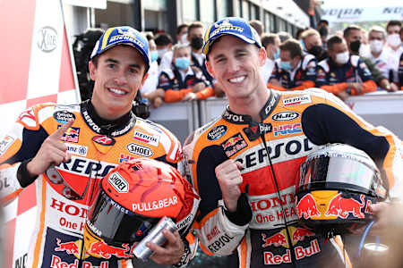 Marc Márquez and Pol Espargaró score a Honda one-two at the Emilia Romagna MotoGP in Misano.
