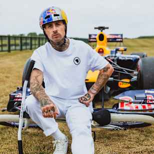 Kriss Kyle at Goodwood Motor Circuit, Chichester, during the 2025 Can He Hop It event. 