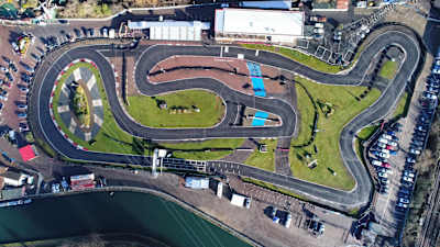 A bird's-eye view of the Rye House karting track